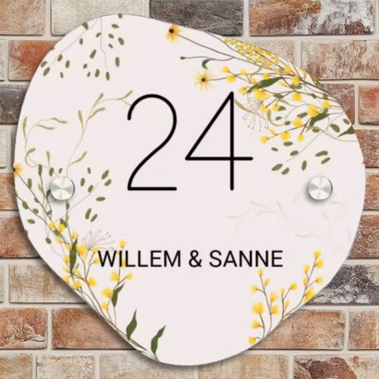 Naambordje voordeur - Organisch - Gele bloemen - Klassiek — 4