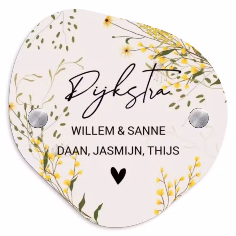 Naambordje voordeur - Organisch - Gele bloemen - Sierlijk — 1
