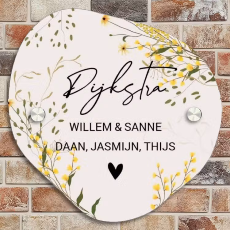 Naambordje voordeur - Organisch - Gele bloemen - Sierlijk — 4
