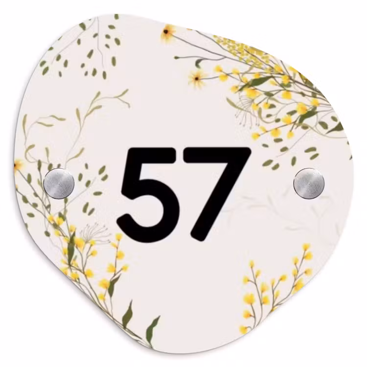 Naambordje voordeur - Organisch - Gele bloemen - Traditioneel — 1