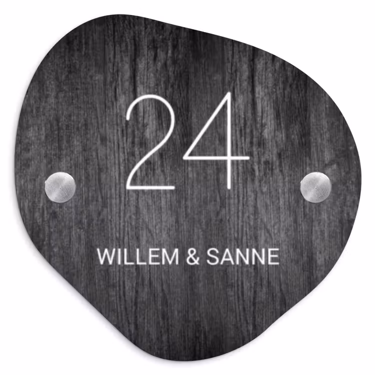 Naambordje voordeur - Organisch - Donker hout - Klassiek — 1