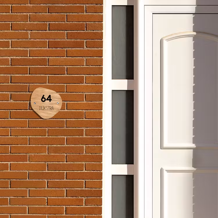 Naambordje voordeur - Organisch - Licht hout - Modern — 3