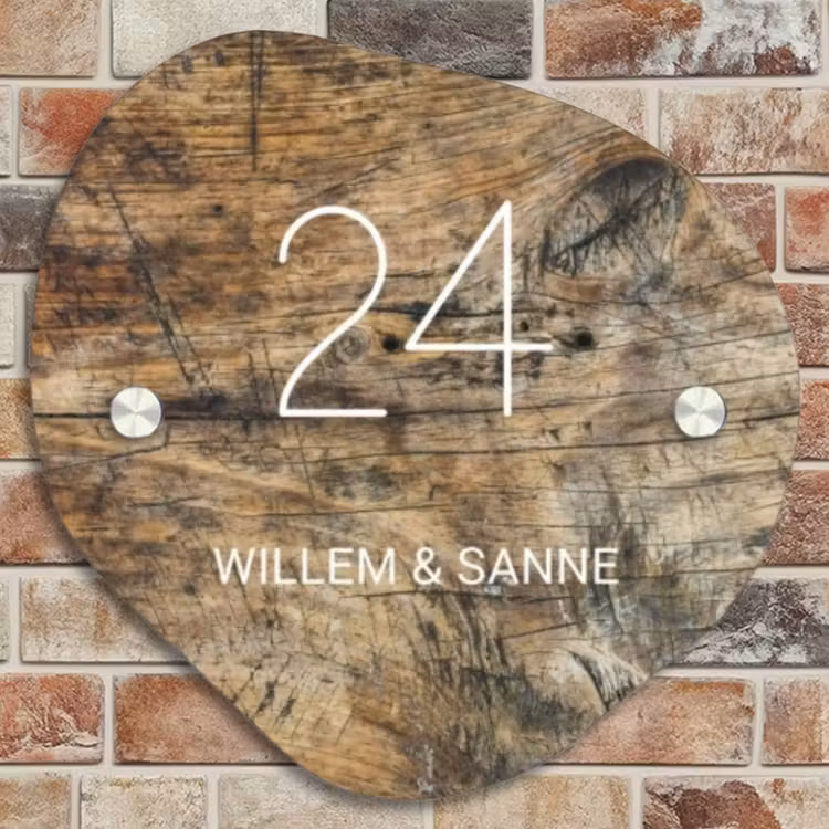 Naambordje voordeur - Organisch - Verweerd hout - Klassiek — 4