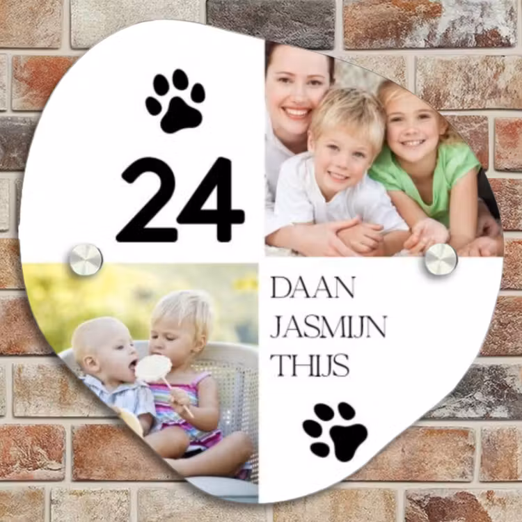 Naambordje voordeur - Organisch - Familieportret met pootafdrukken - Klassiek — 4