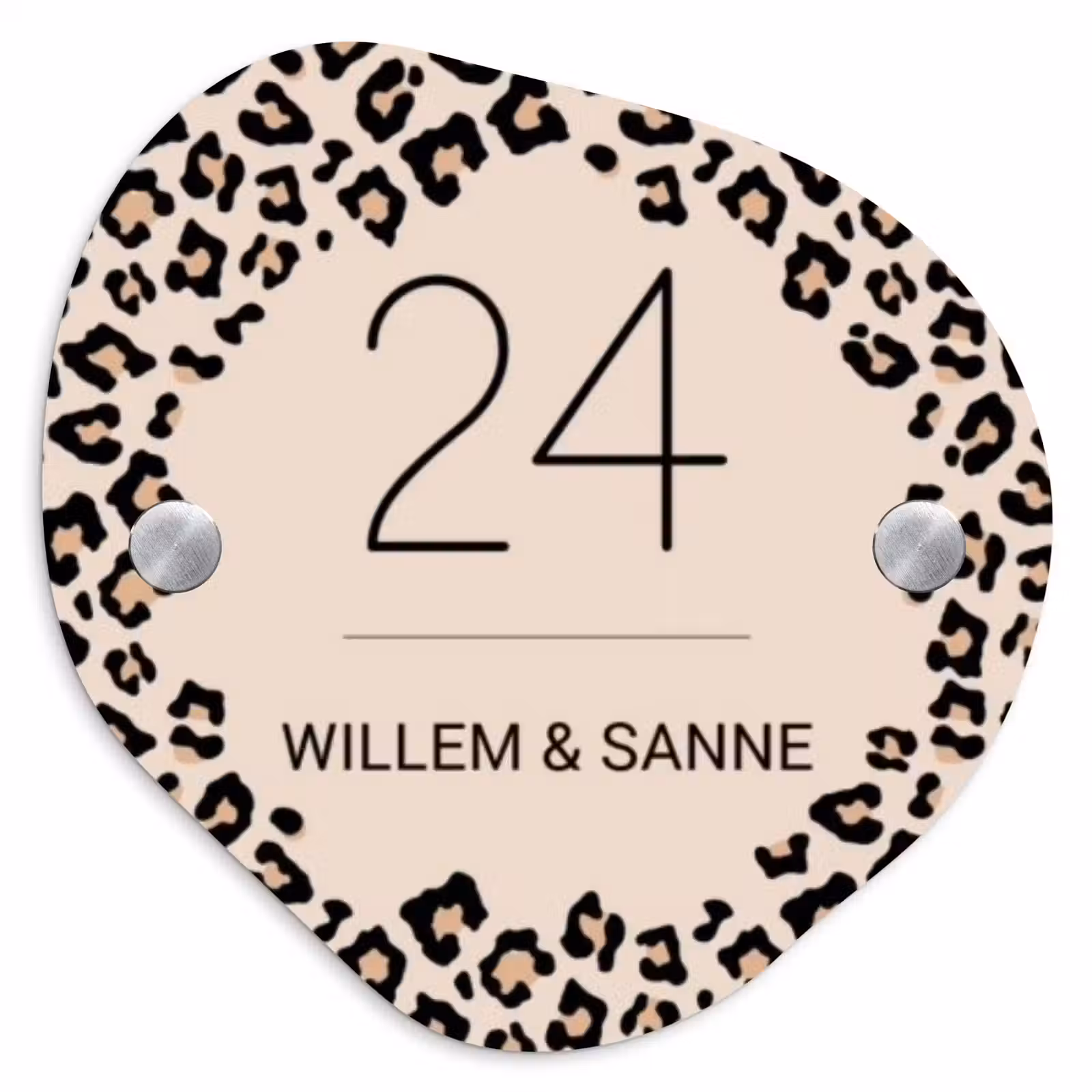 Naambordje voordeur - Organisch - Beige luipaardprint - Klassiek — 1