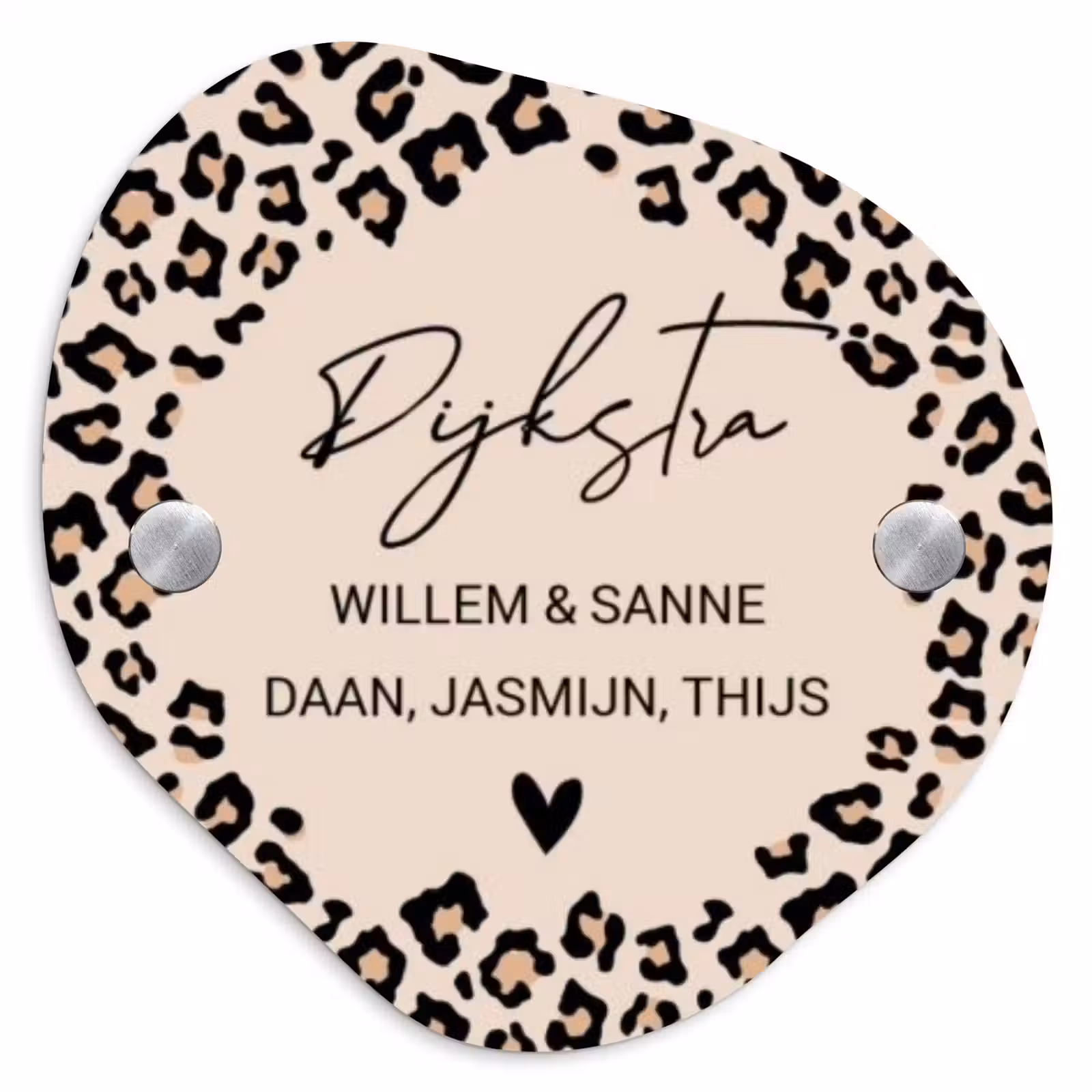 Naambordje voordeur - Organisch - Beige luipaardprint - Sierlijk — 1