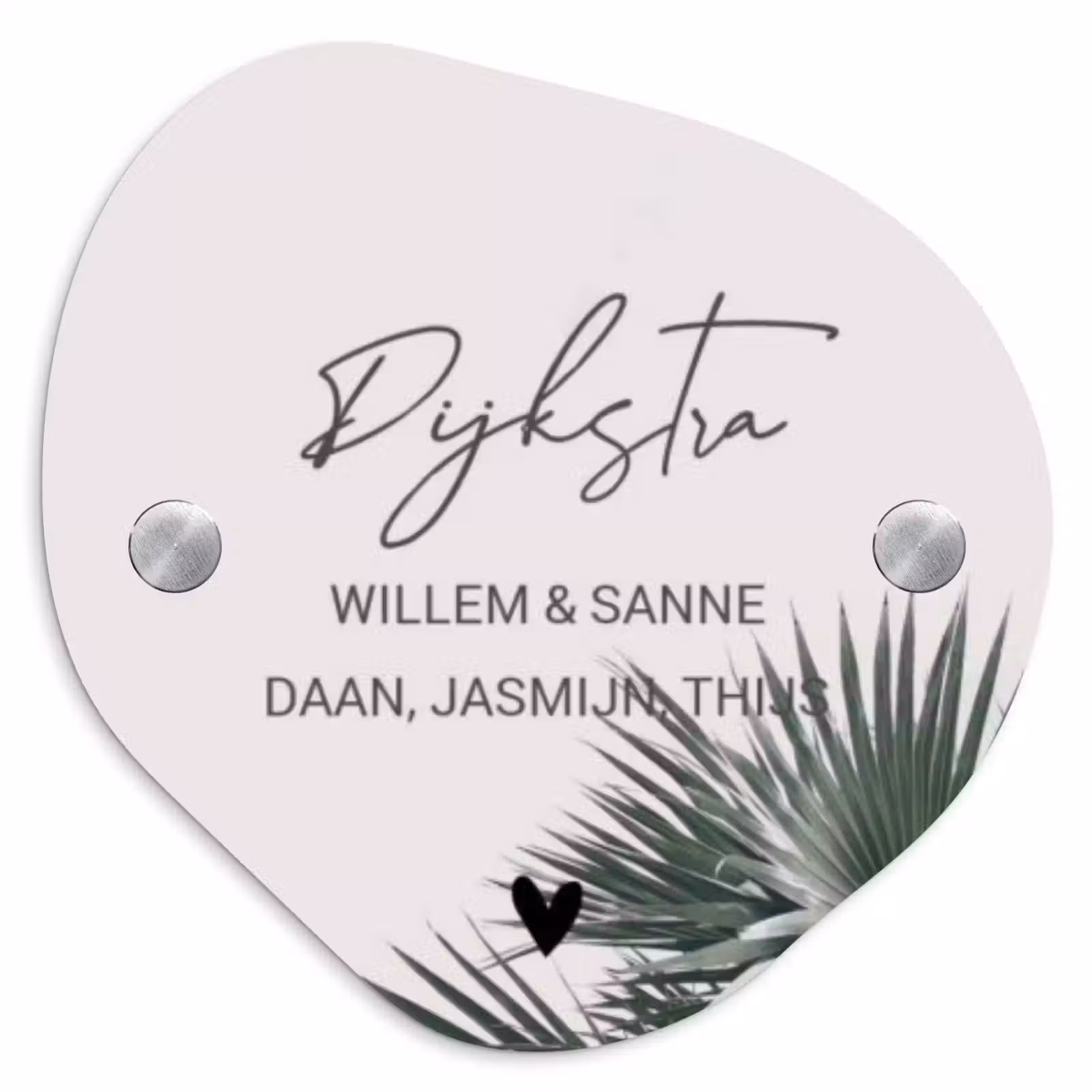 Naambordje voordeur - Organisch - Lichtroze met palmblad - Sierlijk — 1