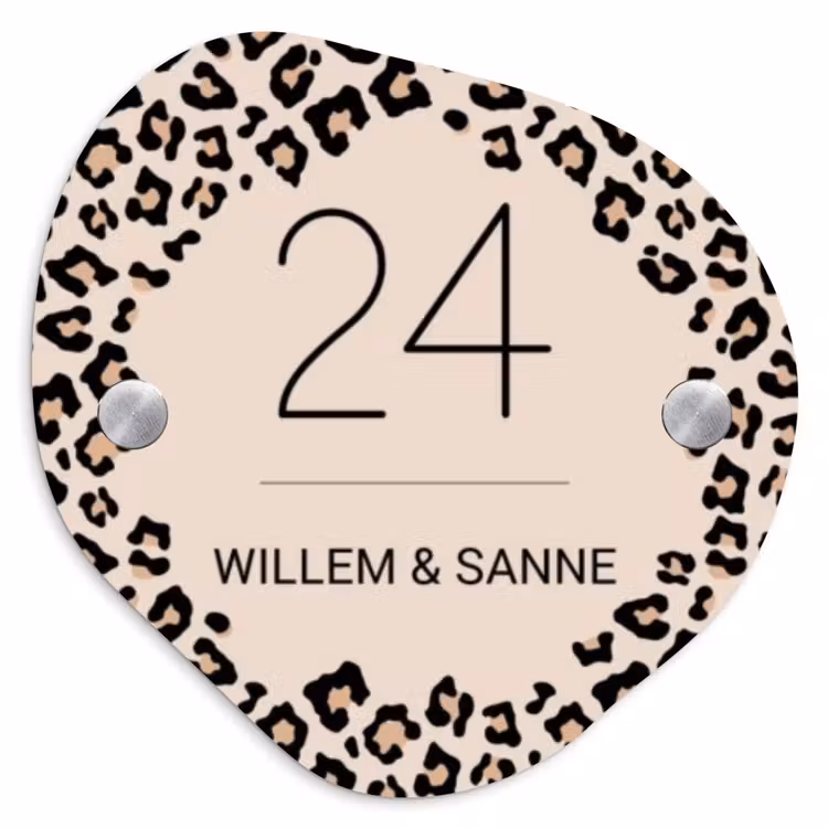 Naambordje voordeur - Organisch - Beige luipaardprint - Klassiek — 1