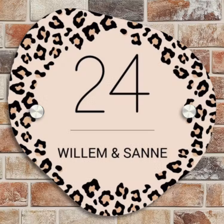 Naambordje voordeur - Organisch - Beige luipaardprint - Klassiek — 4