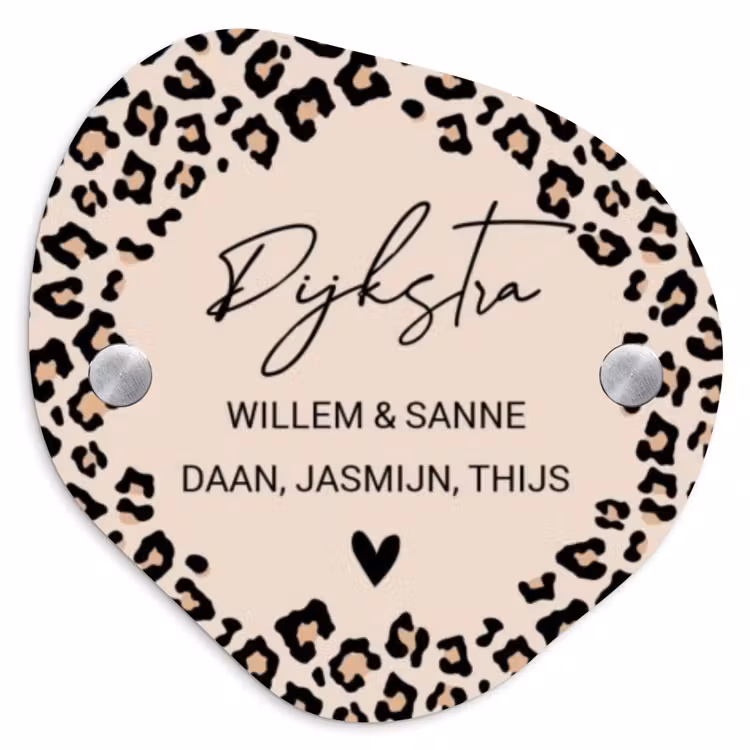 Naambordje voordeur - Organisch - Beige luipaardprint - Sierlijk — 1
