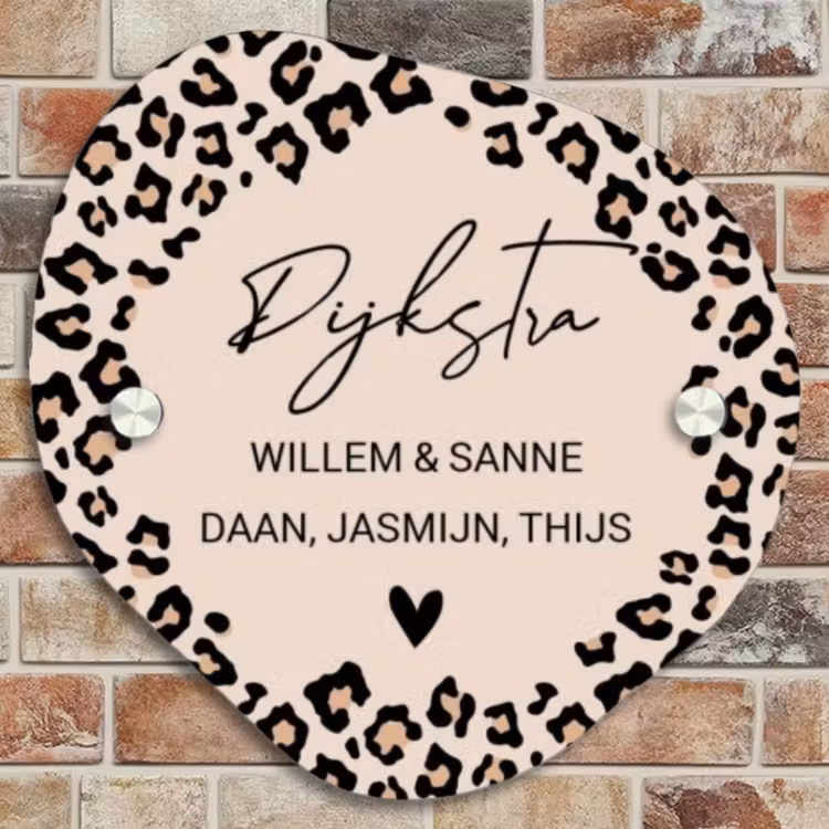 Naambordje voordeur - Organisch - Beige luipaardprint - Sierlijk — 4