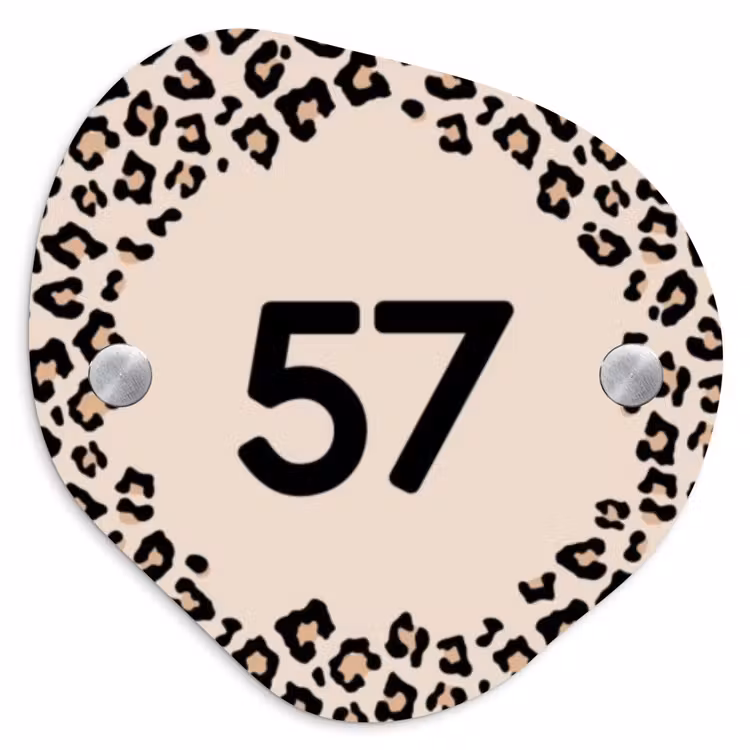 Naambordje voordeur - Organisch - Beige luipaardprint - Traditioneel — 1