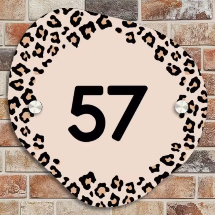 Naambordje voordeur - Organisch - Beige luipaardprint - Traditioneel — 4