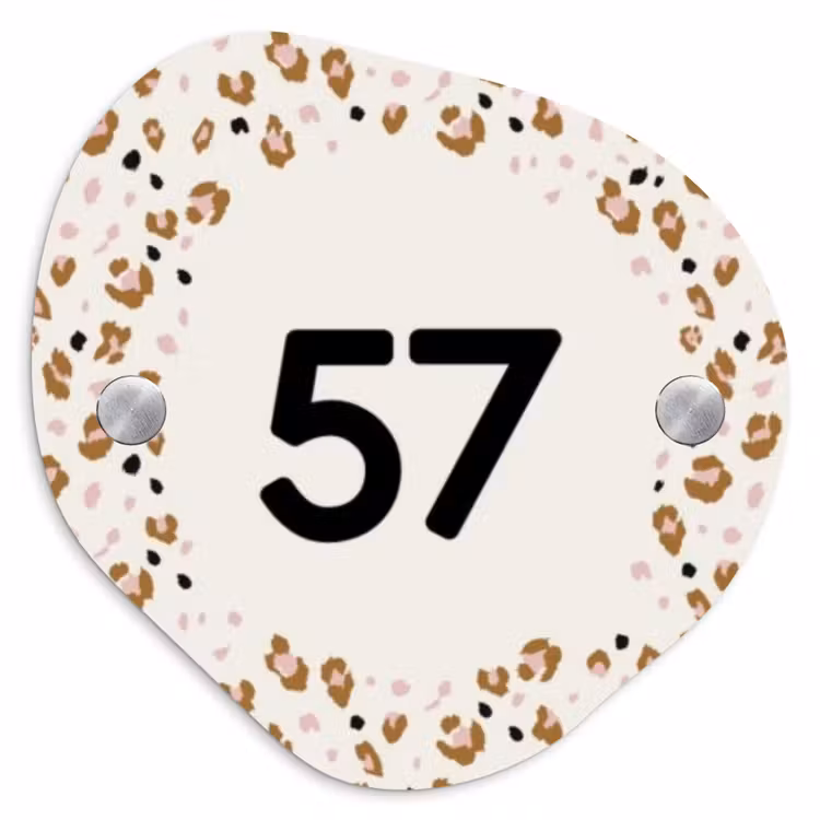 Naambordje voordeur - Organisch - Panterprint rand - Traditioneel — 1