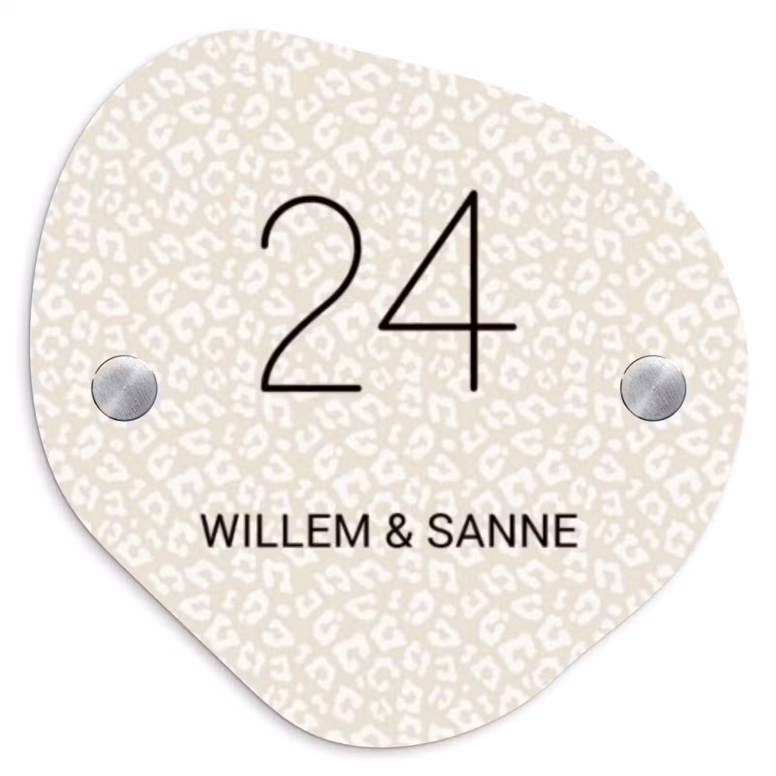 Naambordje voordeur - Organisch - Beige panterprint - Klassiek — 1