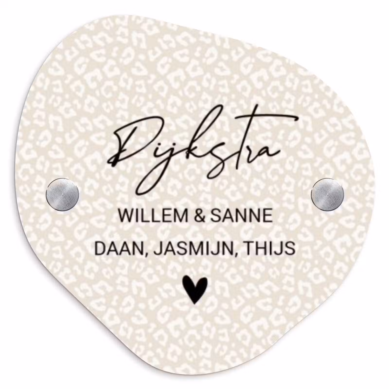 Naambordje voordeur - Organisch - Beige panterprint - Sierlijk — 1