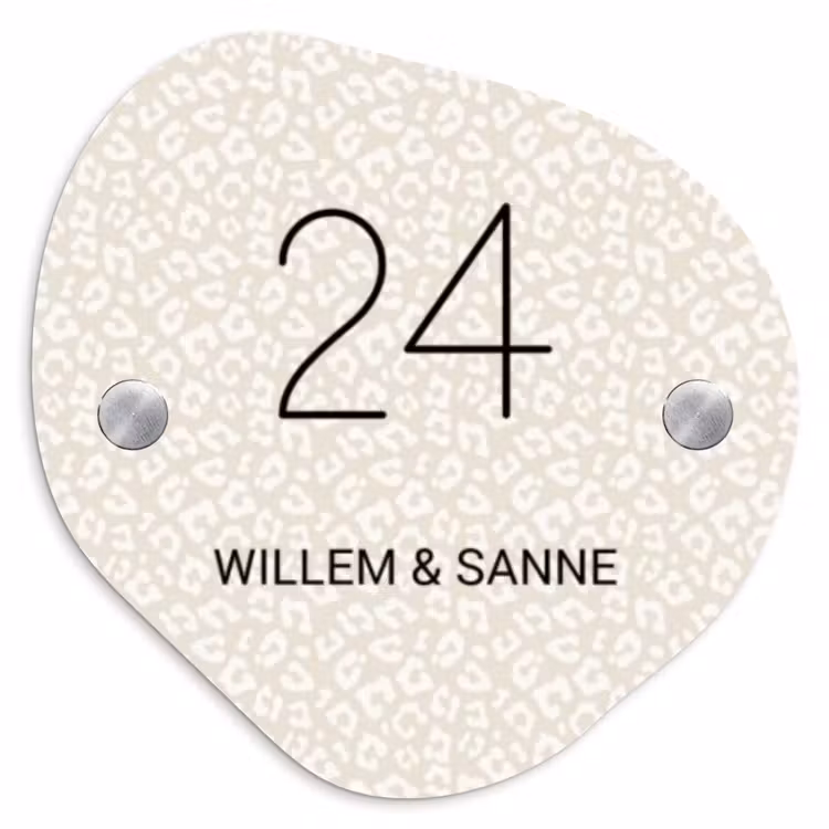Naambordje voordeur - Organisch - Beige panterprint - Klassiek — 1
