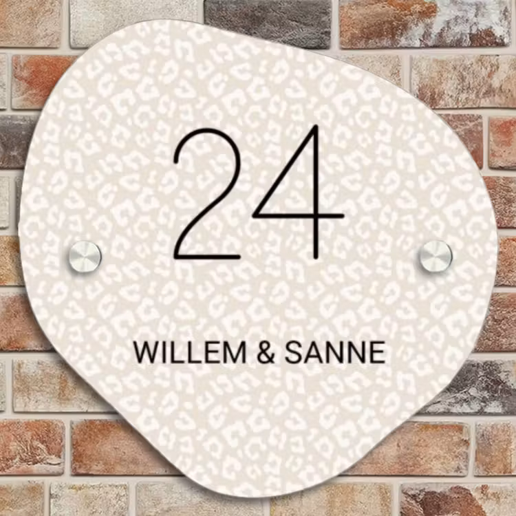 Naambordje voordeur - Organisch - Beige panterprint - Klassiek — 4
