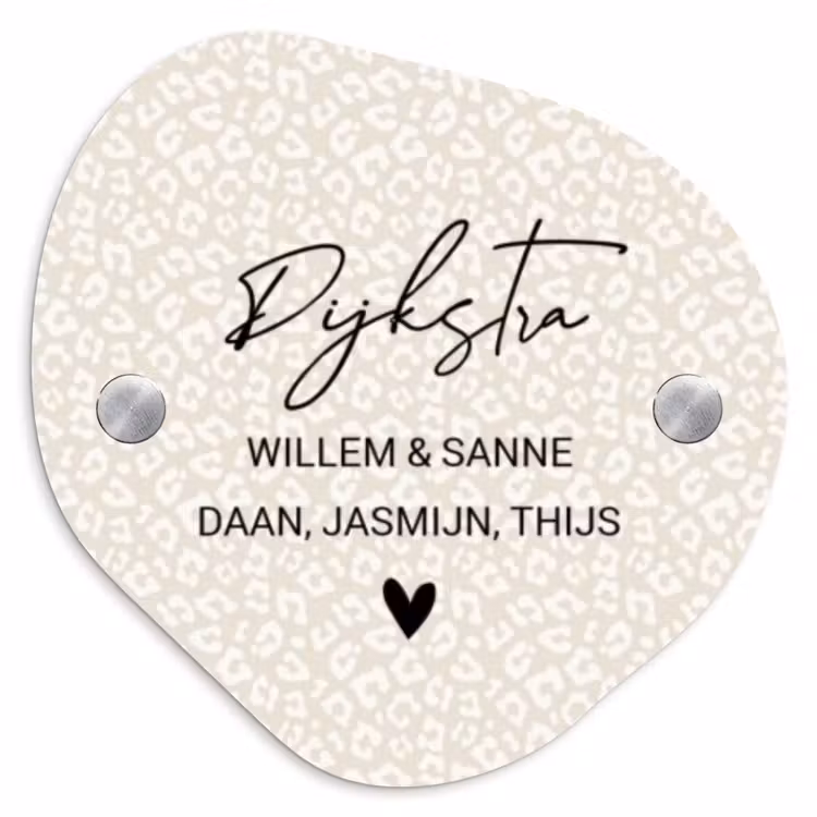 Naambordje voordeur - Organisch - Beige panterprint - Sierlijk — 1