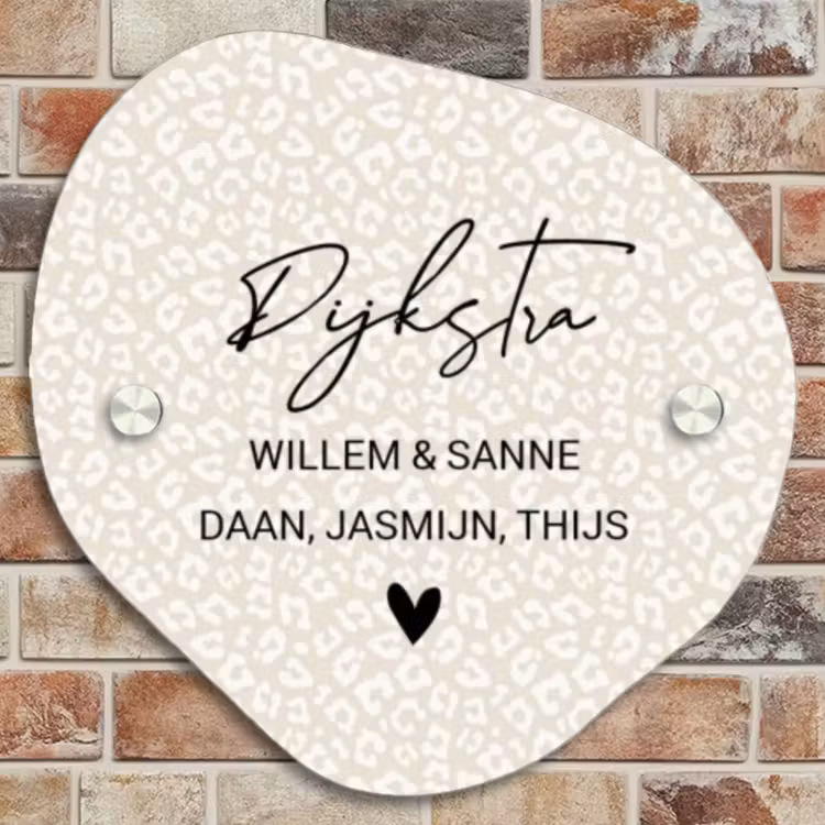 Naambordje voordeur - Organisch - Beige panterprint - Sierlijk — 4