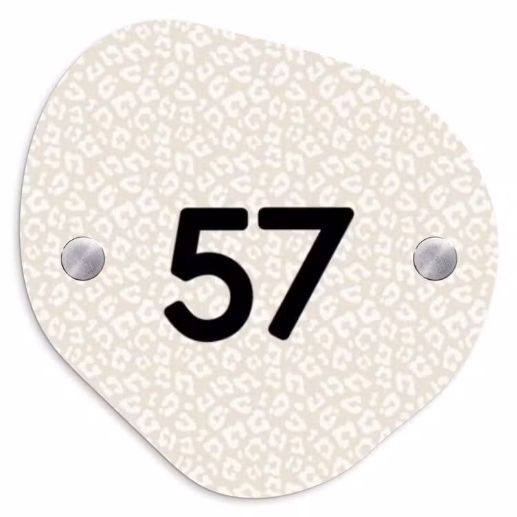 Naambordje voordeur - Organisch - Beige panterprint - Traditioneel — 1