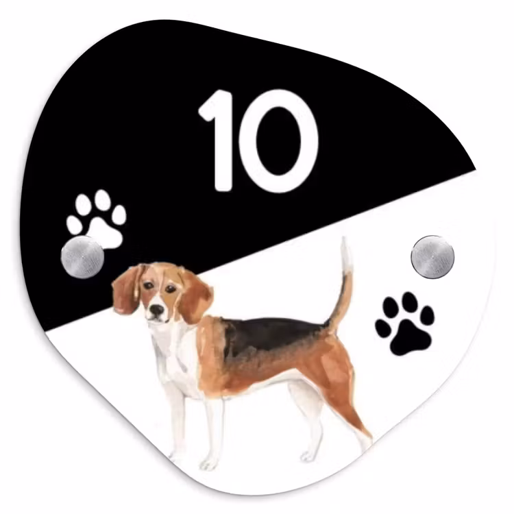 Naambordje voordeur - Organisch - Zwart wit - Huisdier - Beagle — 1