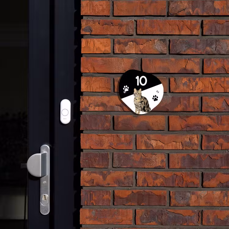 Naambordje voordeur - Organisch - Zwart wit - Huisdier - Bruingestreepte kat — 2