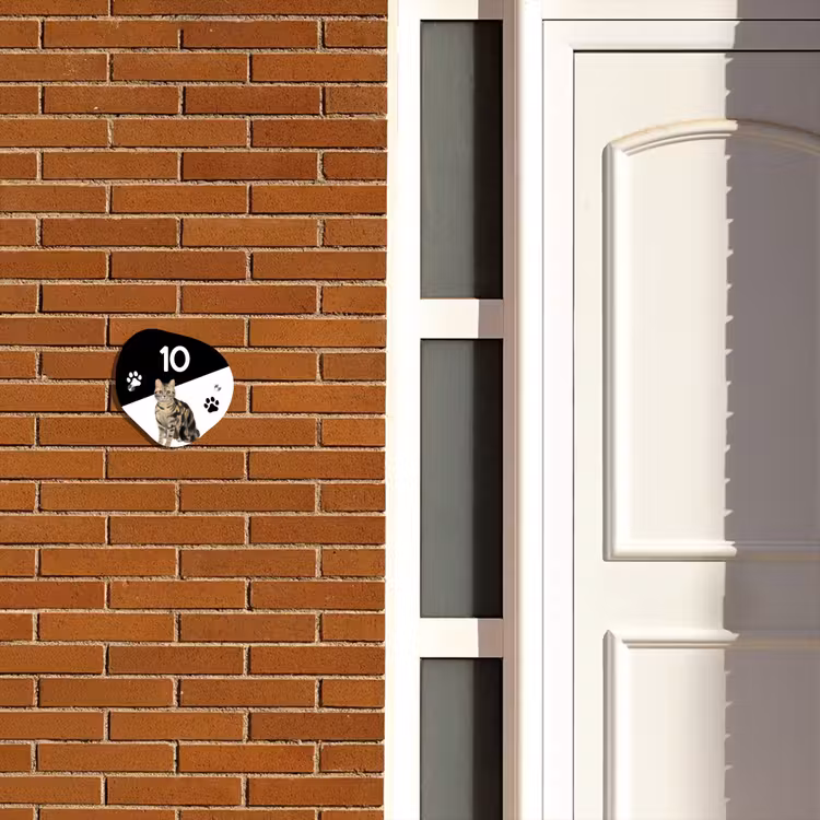 Naambordje voordeur - Organisch - Zwart wit - Huisdier - Bruingestreepte kat — 3