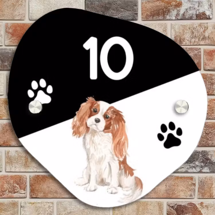 Naambordje voordeur - Organisch - Zwart wit - Huisdier - Cavalier King Charles Spaniël — 4