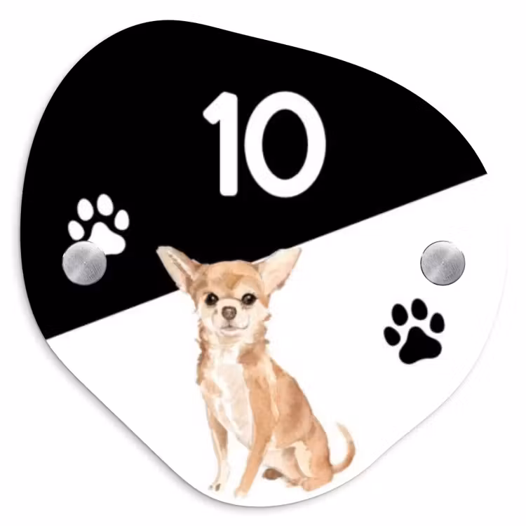 Naambordje voordeur - Organisch - Zwart wit - Huisdier - Chihuahua — 1