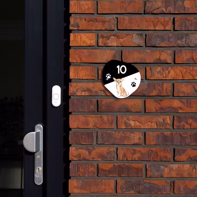 Naambordje voordeur - Organisch - Zwart wit - Huisdier - Chihuahua — 2