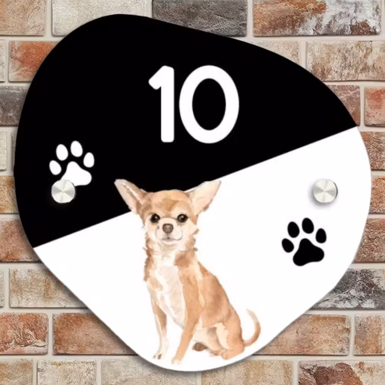 Naambordje voordeur - Organisch - Zwart wit - Huisdier - Chihuahua — 4