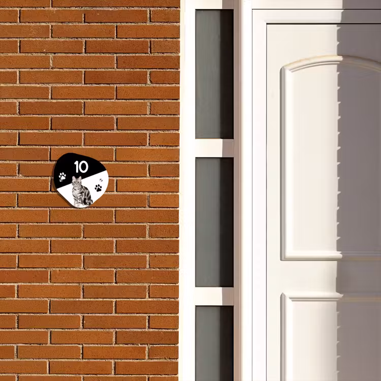 Naambordje voordeur - Organisch - Zwart wit - Huisdier - Zilvergrijs gestreepte kat — 3