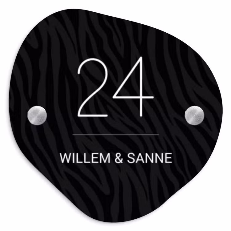 Naambordje voordeur - Organisch - Zwart zebraprint - Klassiek — 1