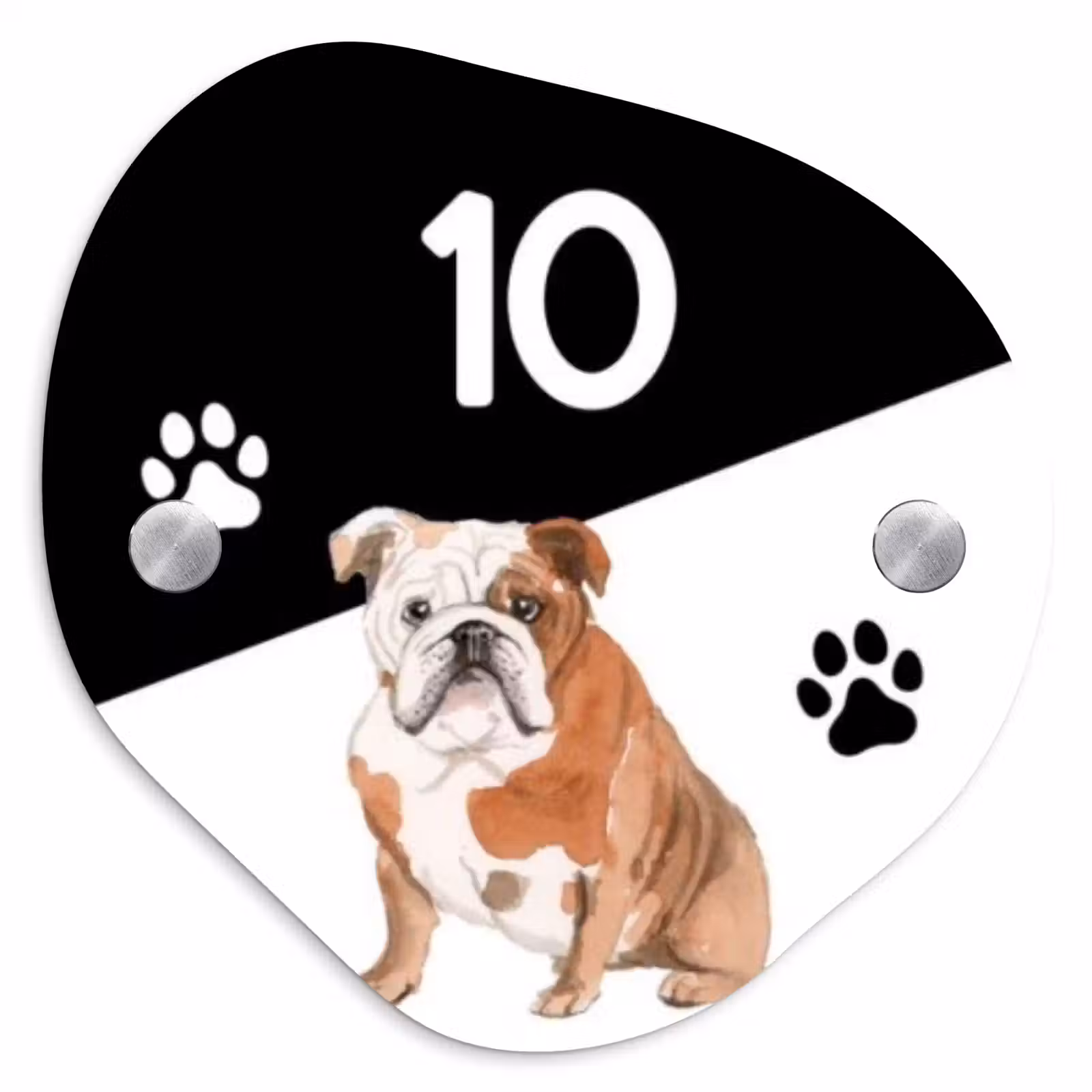 Naambordje voordeur - Organisch - Zwart wit - Huisdier - Engelse bulldog — 1
