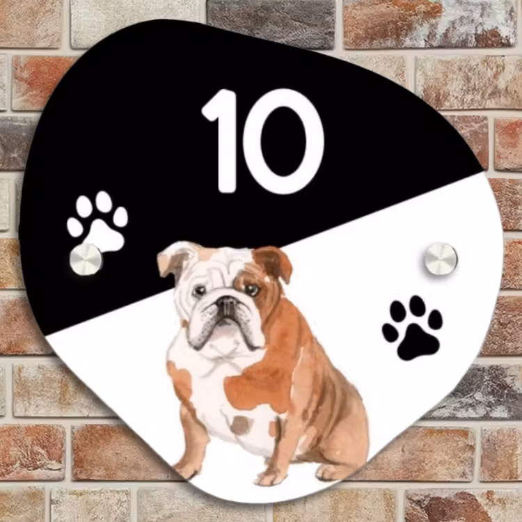 Naambordje voordeur - Organisch - Zwart wit - Huisdier - Engelse bulldog — 4