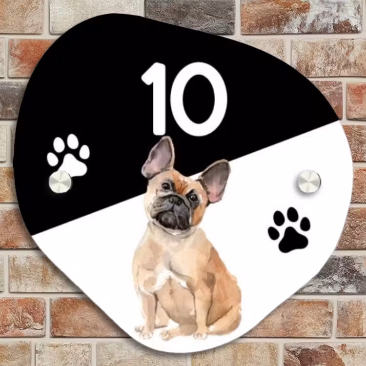Naambordje voordeur - Organisch - Zwart wit - Huisdier - Franse bulldog — 4