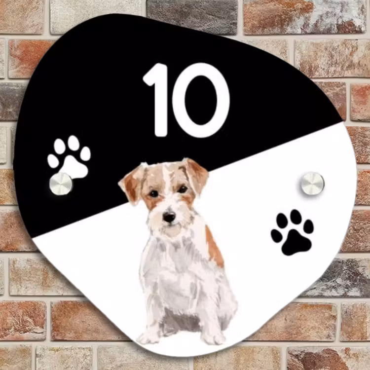 Naambordje voordeur - Organisch - Zwart wit - Huisdier - Jack Russel — 4