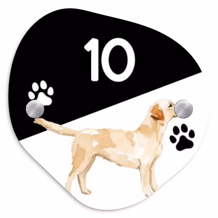 Naambordje voordeur - Organisch - Zwart wit - Huisdier - Labrador — 1