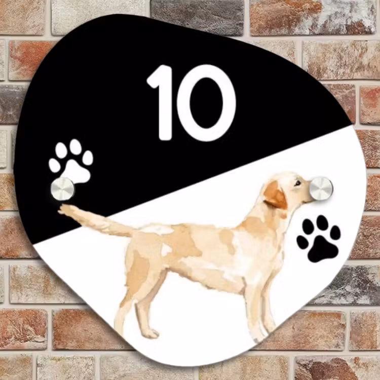 Naambordje voordeur - Organisch - Zwart wit - Huisdier - Labrador — 4