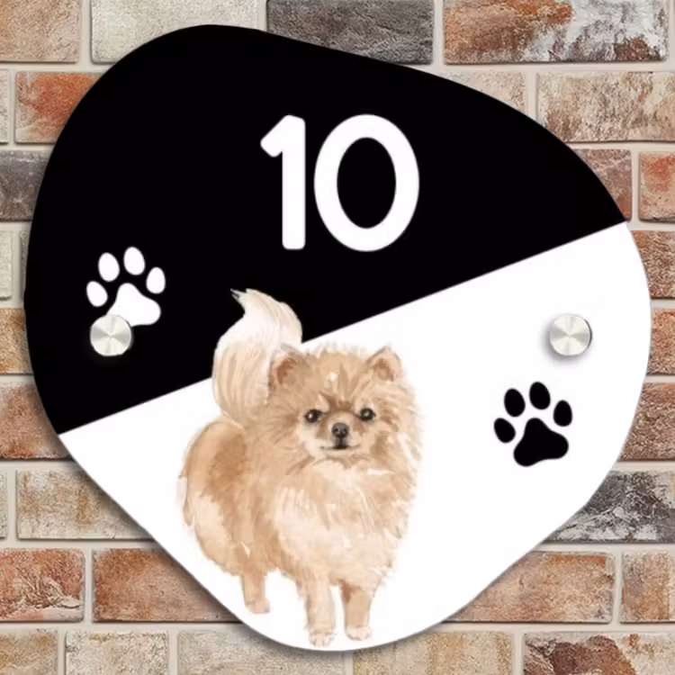 Naambordje voordeur - Organisch - Zwart wit - Huisdier - Pomeranian — 4