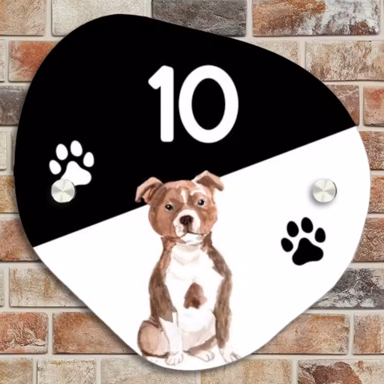 Naambordje voordeur - Organisch - Zwart wit - Huisdier - Staffordshire bullterriër — 4