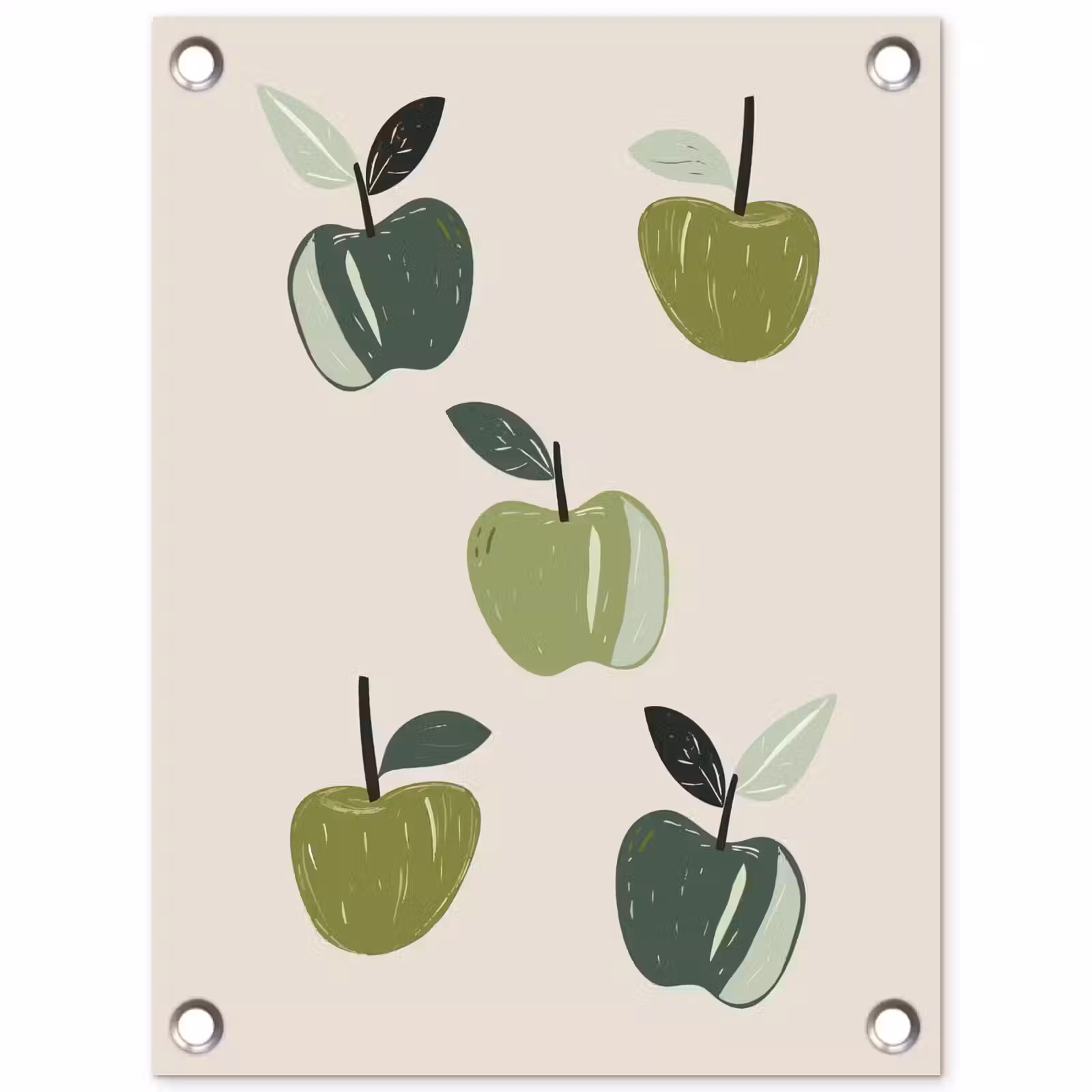 Tuinposter - Appels - Groen - Illustratie - Bladeren — 1