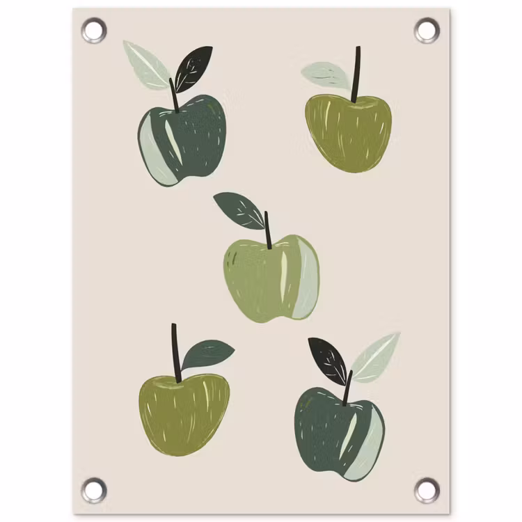 Tuinposter - Appels - Groen - Illustratie - Bladeren — 1