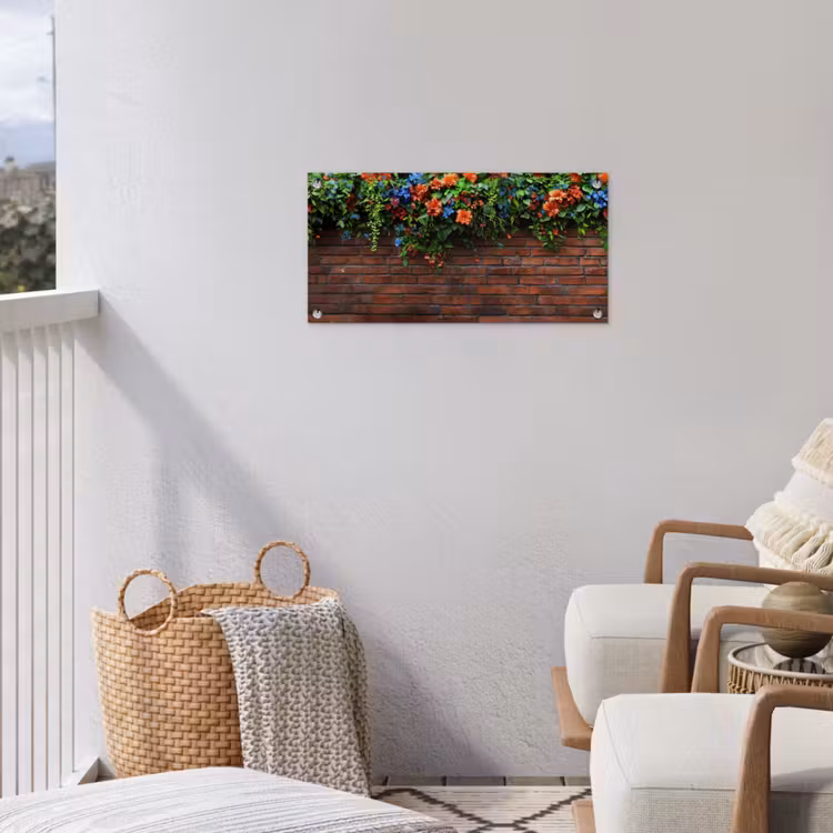 Tuinposter - Bloemen - Muur - Groen - Oranje — 3