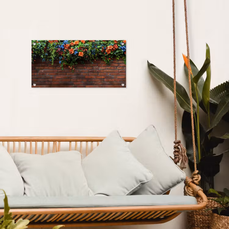 Tuinposter - Bloemen - Muur - Groen - Oranje — 5
