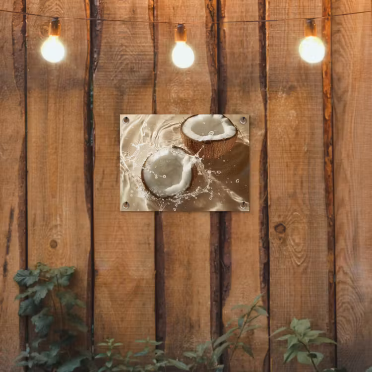 Tuinposter - Kokosnoten met Waterspetters Beige — 2