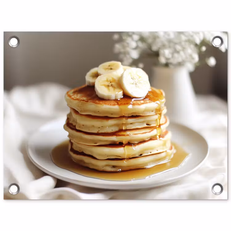 Tuinposter - Pannenkoeken - Banaan - Siroop - Wit - Beige