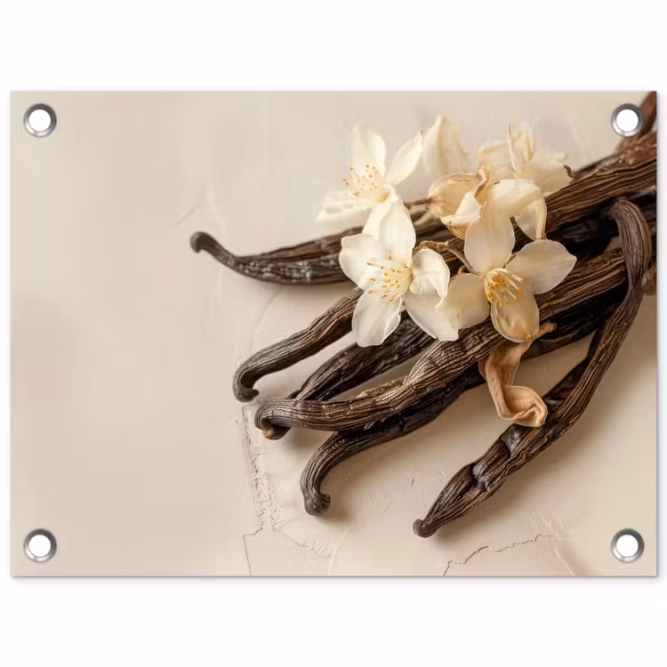 Tuinposter - Vanille - Bloemen - Beige