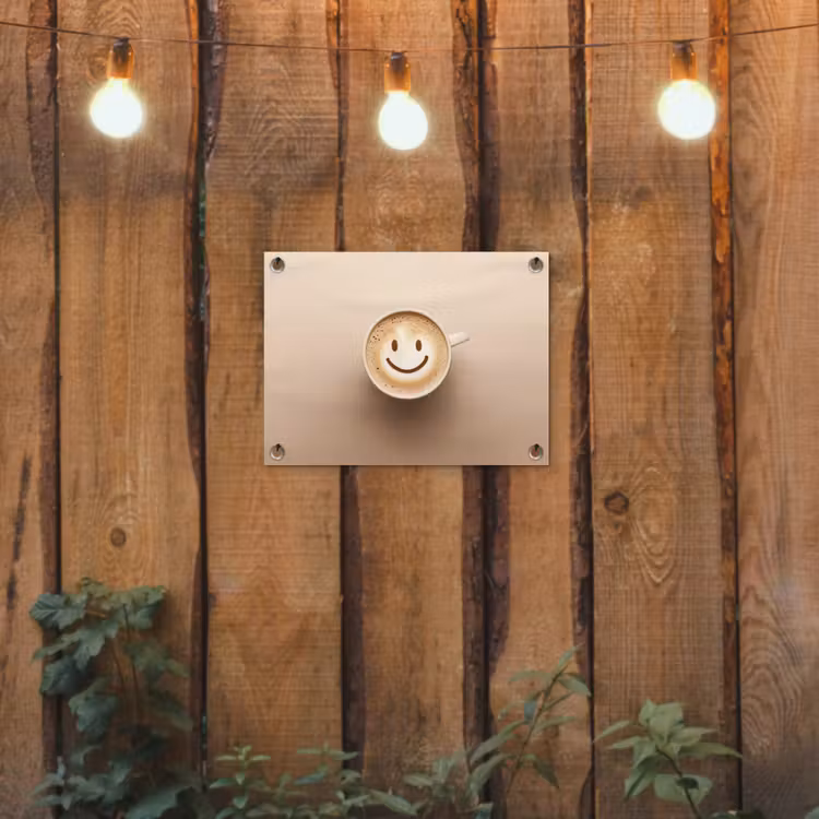 Tuinposter - Koffie met Smiley Beige — 2